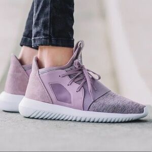 Adidas Tubular Defiant Blanch Purple Sneakers. Size 8